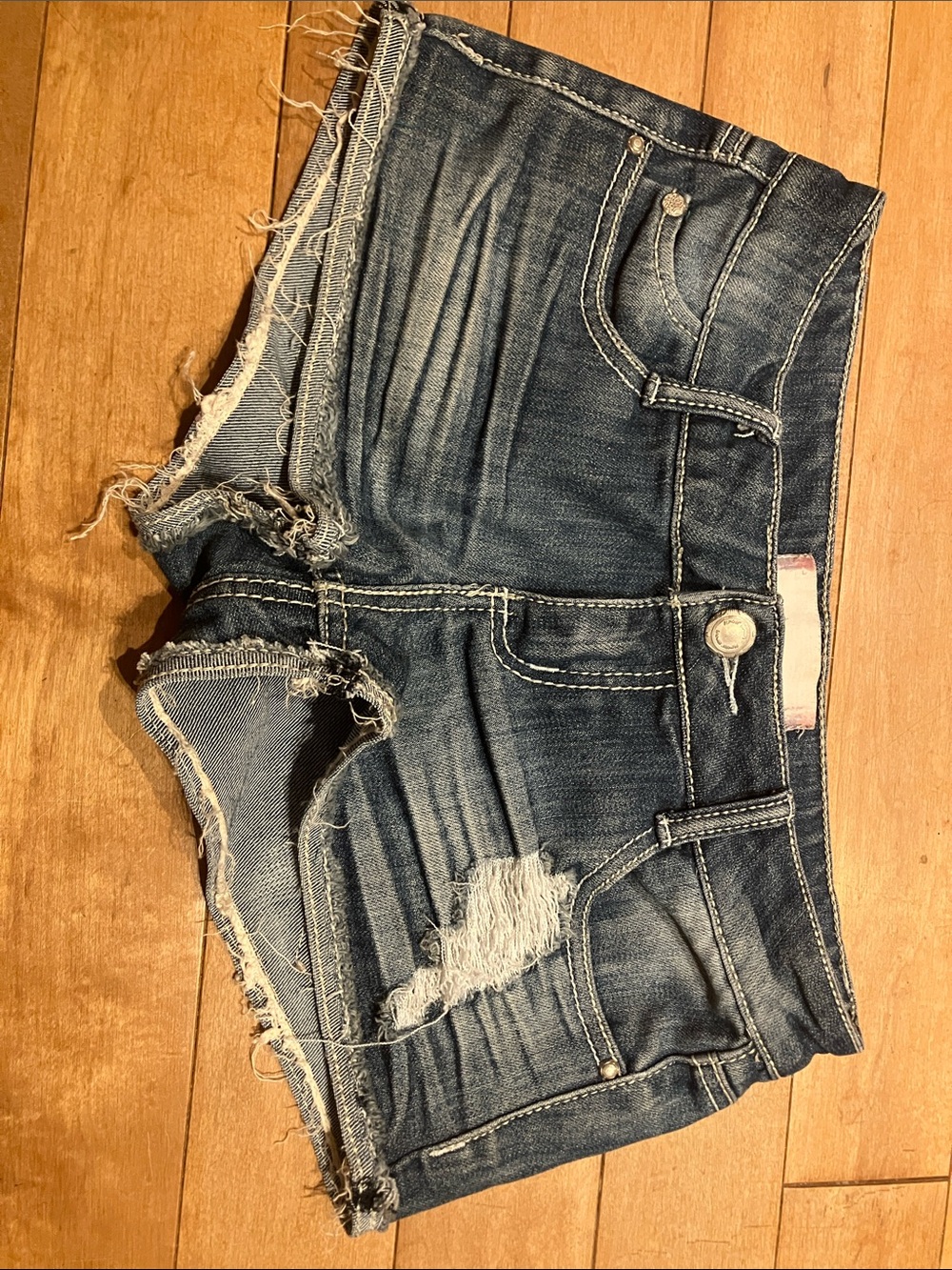 Distressed Dark Blue Denim Women's Shorts